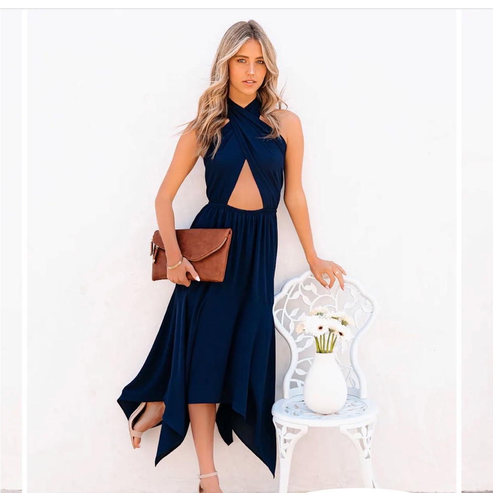 VICI collection halter cut out midi dress